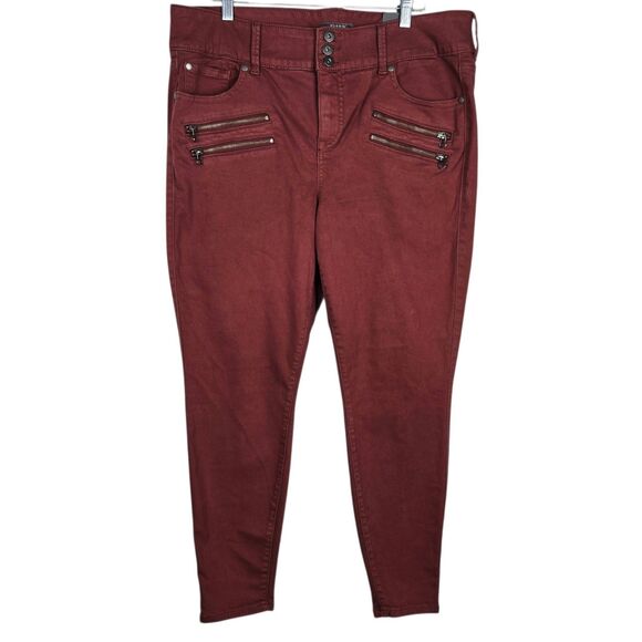 NWT Torrid Multi Zip Jegging Sz 18 R High Rise Super Skinny Maroon Red - Picture 1 of 10